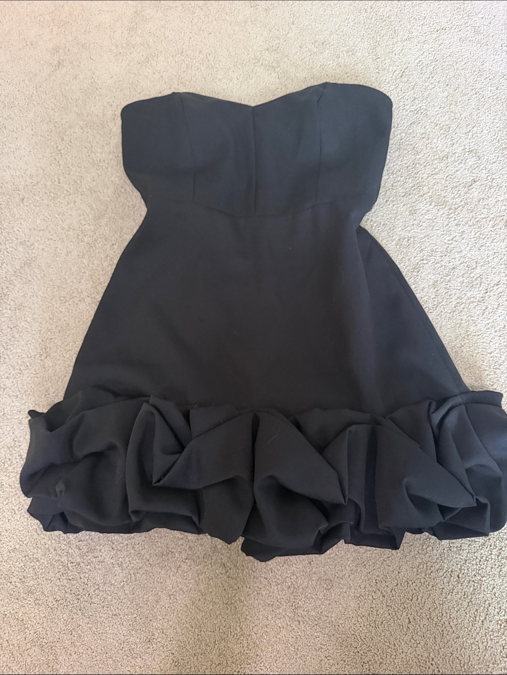 DO+BE Black Strapless Ruffle-Hem Mini Dress